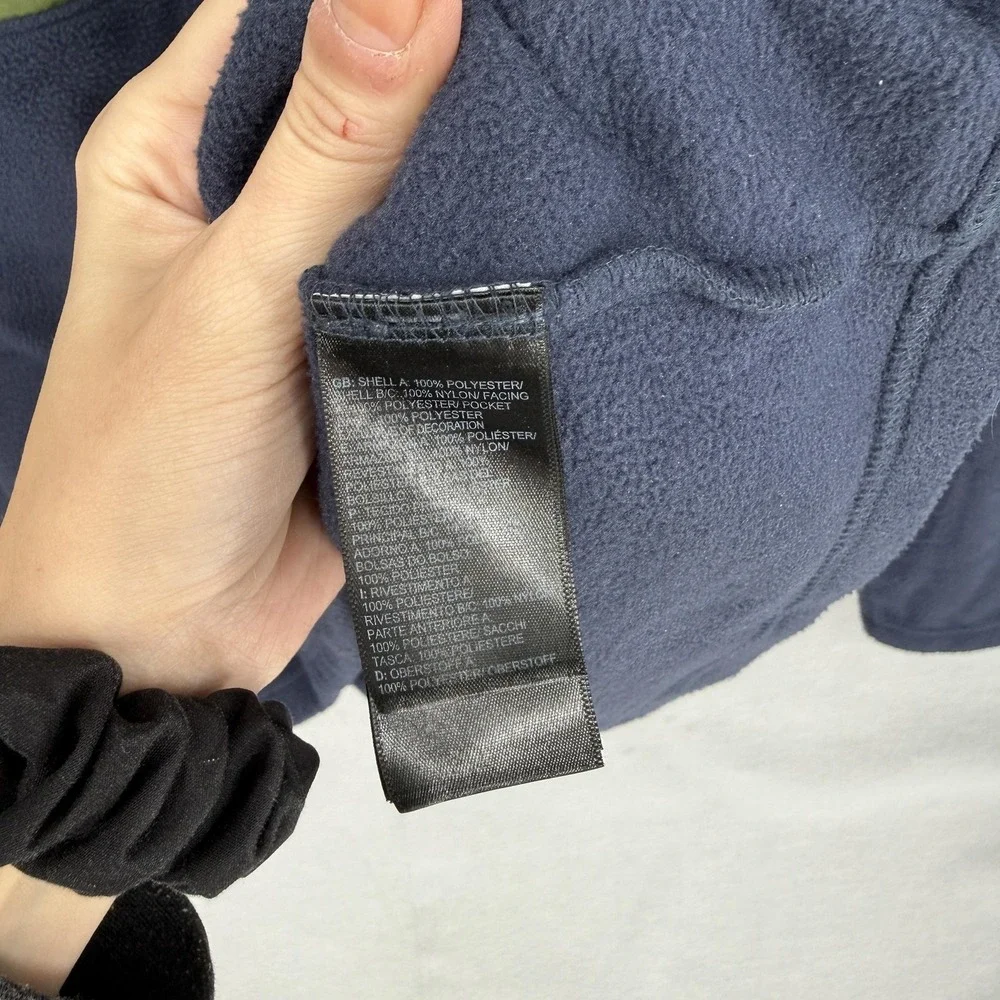 The North Face Fleece Pullover Men XL Green Navy Blue Quarter Zip‎ Colorblock